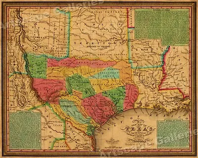 1830s Texas & Indian Territory Land Grants Historic Wall Map - 24x30 • $22.95