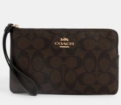 £44.99 • Buy BNIB COACH Genuine Signature Large Corner Zip Clutch Bag Wristlet