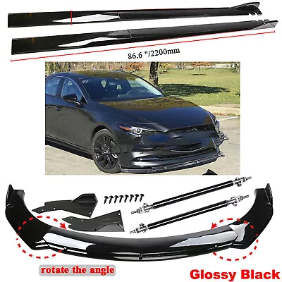 For Mazda Speed 3 6 Front Bumper Lip Body Spoiler Splitter Side+Skirt Strut Rod+ • $99.99