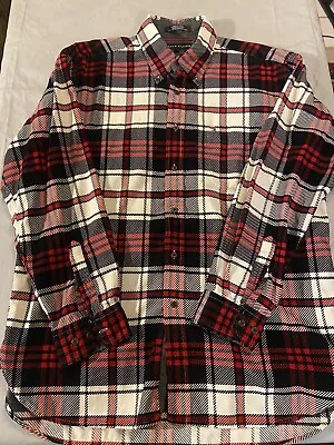 Tommy Hilfiger Men’s Flannel Shirt Size Large Red And White Long Sleeve Button • $14.99