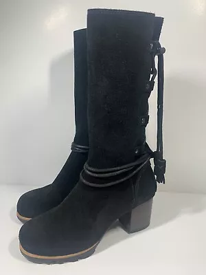 SOREL Farah Mid Calf Boots Black Suede Size 6.5 • $119