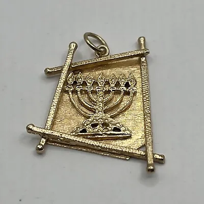 Vintage 14K Yellow Gold Menorah Torah Pendant #8 • $239