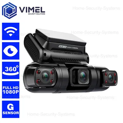 $199 • Buy WIFI Car Triple Channel Dash Camera 360 Wide View Evidence 