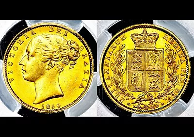 Rare 1850 Queen Victoria Great Britain London Mint Gold Sovereign PCGS AU58 • $606.22