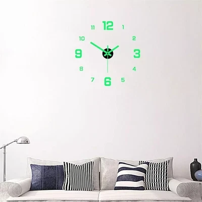 £7.99 • Buy Luminous Frameless Wall Clock Stickers Decorative For Living Room Home Decor