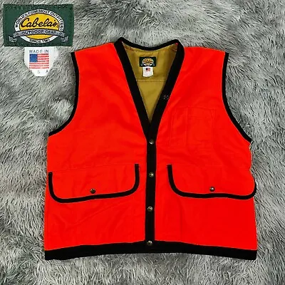 Vintage CABELA’S Outdoors USA Upland Game Blaze Orange Hunting Shooting Vest M • $44.95