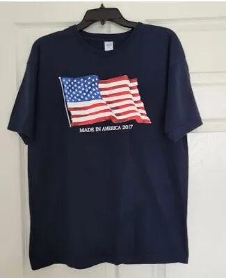 Made In America 2017 Graphic Short Sleeve T-Shirt USA American Flag Size Large • $18