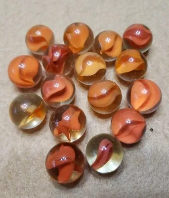 MARBLES CATS EYE-Orange Swirl Vintage Lot Of 16 • $10