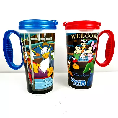Disney Parks Souvenir Cup Plastic Travel Mug Set Of 2 Mickey Minnie Mouse • $14.99