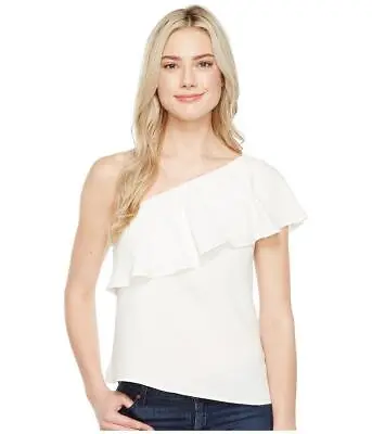 7 For All Mankind - One Shoulder Ruffle Top (Soft White)  • $58.38