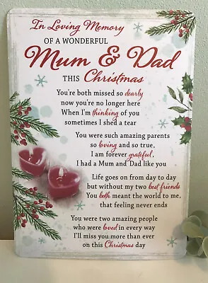 £2.49 • Buy Memorial Grave Card Remembering A Wonderful Mum & Dad At Christmas 16.5cm.