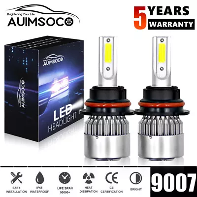 Super Bright 9007 LED Headlights Kit High Low Beams Bulbs 6500K White Left+Right • $18.99