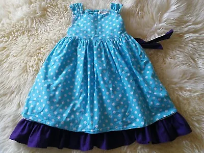 Maggie & Zoe Turquoise White Purple Polka Dot Summer Party Dress Age 4 Years • £4.50