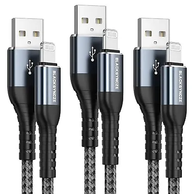 IPhone Charger Cable 3Pack Fast Charge [MFi Certified] 1M Lightning Cable Nylon • £8.28