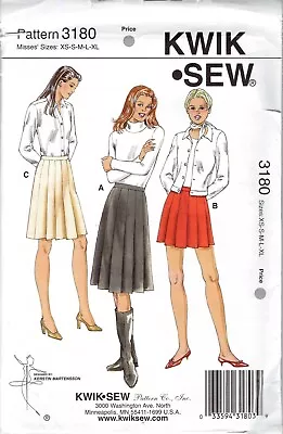 KWIK SEW 3180 MISSES PLEATED SKIRTS 3 LENGTHS SEWING PATTERN Sz XS-XL *NEW* • $12