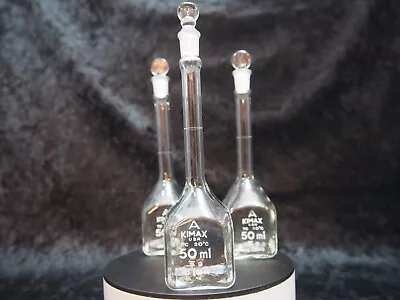 Kimax 50ml Square Volumetric Flask With Pyrex Penny Stoppers 28040-50 • $12.99