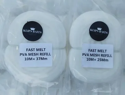 PVA Micro Mesh 10 Metre 15mm 25mm Or 37mm Fast Melt Refill Bait Bags • £11.99
