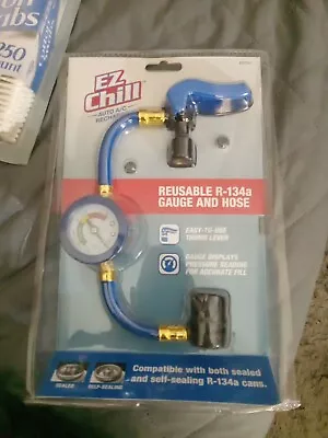 InterDynamics EZ Chill Auto A/C Recharge/Reusable R134a Gauge&Hose Kit Free Ship • $19.99