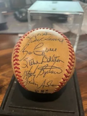 PHILLIES TEAM Autographed BALL FROM 1984 Includes Mike Schmidt / Steve Carlton • $95