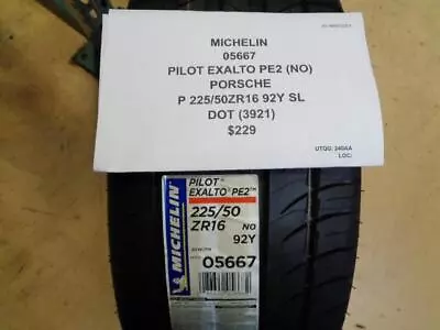 Michelin Pilot Exalto Pe2 (no) Porsche P 225 50 16 92y Sl Tire 05667 Bq4 • $197.99