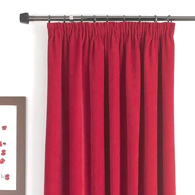  B&q Red  Wine Claret Chenille Fully Lined Curtains Madison Red 66” X 54” #236 • £29.99