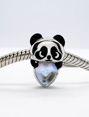 💖 Cute Panda Bear & Love Heart Charm Bead Animal Genuine 925 Sterling Silver 💖 • £18.95