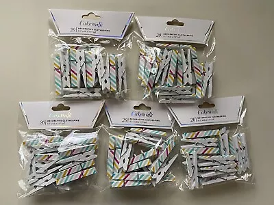 Lot Of 5 Packs Cakewalk Decorative Mini Clothespins Rainbow Stripe New 100 Total • $12.88