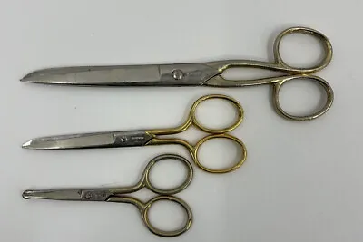 Lot Of 3 Vintage Collection Metal Scissors Shears Made In Germany Sewing • $15