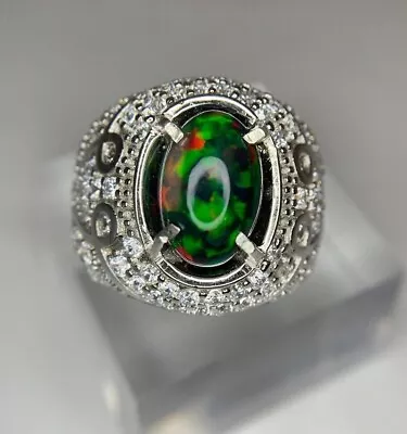 Natural Black Fire Opal Mens Ring Sterling Silver 925 Man Opal Artisan Ring • $306.88