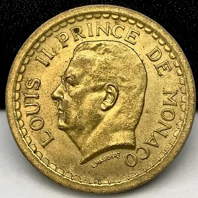  Monaco 2 Francs 1945 KM#121  Louis II. Prince De Monaco Aluminum-Bronze Coin #1 • $9.95