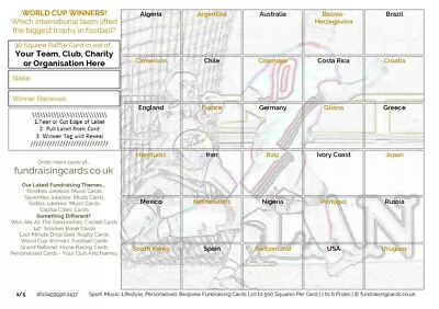 Football Fundraising Cards World Cup 10 Pack A5 Scratch Raffle Ticket Draw • £4.32