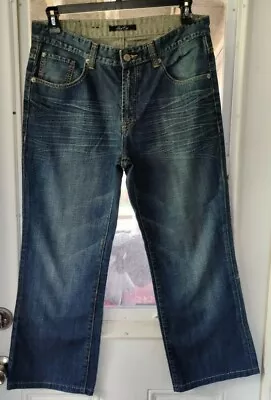 MARC ECKO THICK STITCH Men’s Medium Wash  Boot Cut Jeans Sz 34W X 30L (34x27) • $15