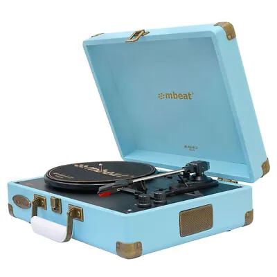 $149 • Buy Mbeat Woostock 2 Retro Bluetooth Music Vinyl Turntable Record Player Sky Blue