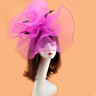 Wedding Royal Ascot Race LARGE Feather Flower Hair Hat Fascinator Cilp Party • £12.99