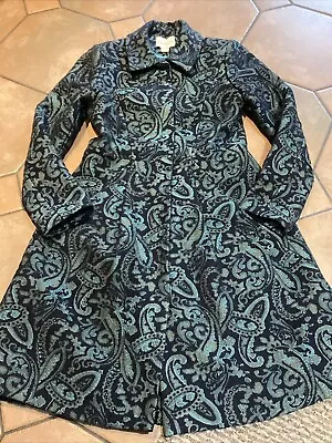 Monsoon Brocade Jacquard Black Blue  Jacket Coat Size 8 Dress Formal Occasion • £24