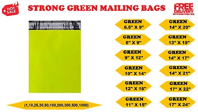 £0.99 • Buy Green Coloured Mailing Postal Bags Parcel Sacks Mail Post Bags