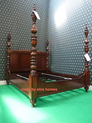 BESPOKE 6' Super King  Dark Mahogany Dutch Style Four Half Poster Columns Bed  • $3699.45