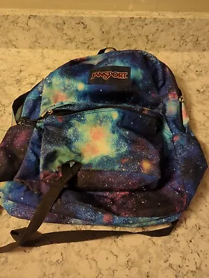 Jansport Backpack Galaxy Superbreak Space Stars Celestial Blue Purple Pink EUC • £9.50