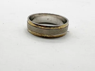 Vintage 9ct Gold And Solid Sterling Silver Wedding Band Gents Ladies Ring Size W • £44.99