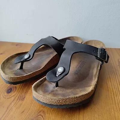 Mens Birkenstock Thong Gizeh Gladiator Size EU 43 UK 9 Sandals Black • £40