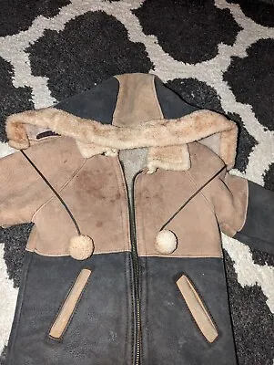 Hand Made Hooded Sheepskin Shearling Kids Child Childrens Winter Jacket Coat 🔥 • £58.59