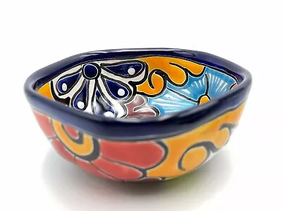 Talavera Wavy Cereal Bowl Handmade Multicolor Mexican Pottery Kitchen • $31
