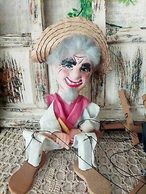 Vintage Mexican Marionette String Puppet Doll Folk Art Paper Mache Face Old Man • $26