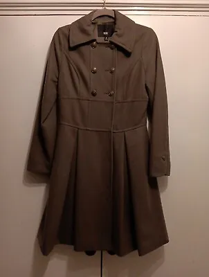 Mossimo Women Double Breasted Lng Sleeve Pockets Olive Gray Green SZ S Midi Coat • $38