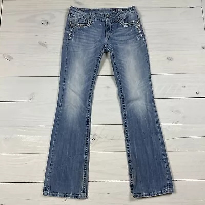 Miss Me Women's Jeans Blue 30x33 Signature Boot Stretch Embellished Flap Pockets • $34.95