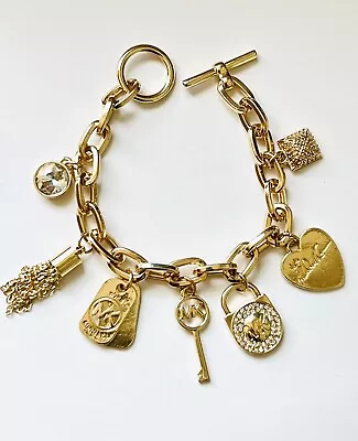 MK Michael Kors Charms Chain Bracelet Womens Jewelry Accessory Gold Tone • $22.60