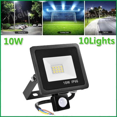 $57.99 • Buy 10x 10W PIR Motion Sensor LED Flood Light Outdoor Yard Security Lamp Cool White