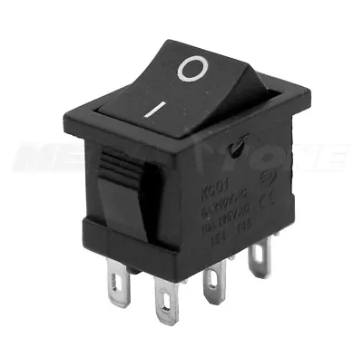 (1 PC) DPDT Mini Rocker Switch ON-ON Black Button KCD1 6A/250VAC - USA SELLER! • $3.39