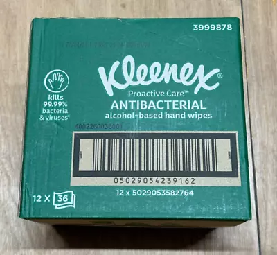Kleenex Antibacterial Hand Wipes- Box Of TWELVE 36 Packs- BBD 1/24- NEW- Charity • £13