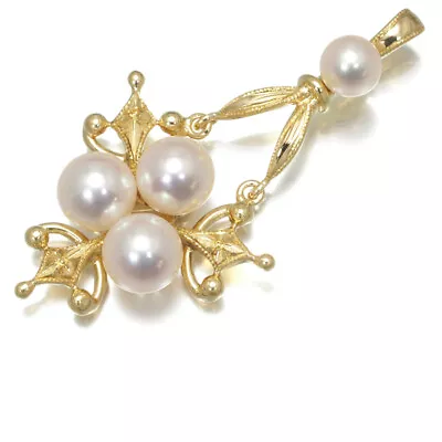 Auth MIKIMOTO Pendant Akoya Pearl Milgrain 18K 750 Yellow Gold  • $341.12